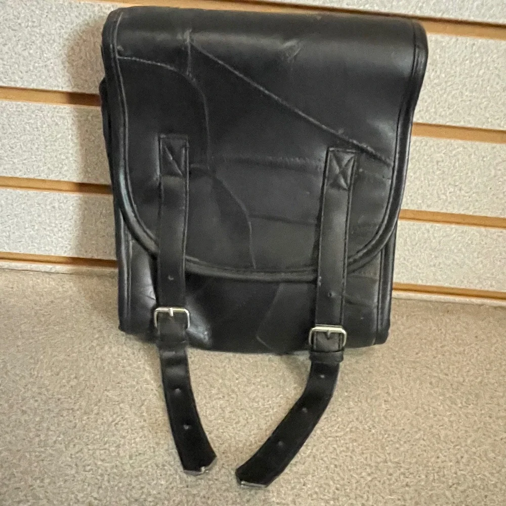 Diamond Plate Buffalo Leather Patchwork Motorcycle Saddlebag Biker Gear‎ 6 pcs